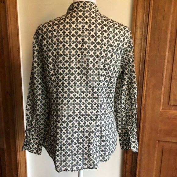 TORY BURCH Toggle Chain Green Cotton Long Sleeve Button Up Banded Collar… - Picture 9 of 16